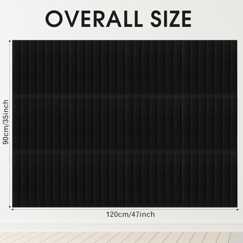 Honoson 12 Pack Felt Bulletin Board Self Adhesive Wall Tiles, Black