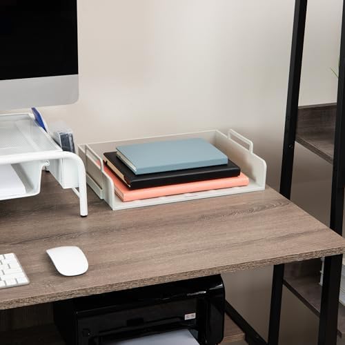 Mind Reader Stackable Paper Tray, Desktop Organizer, File Storage, Office, Plastic, 13.75" L x 10" W x 10.75" H, 4 Pcs., Beige