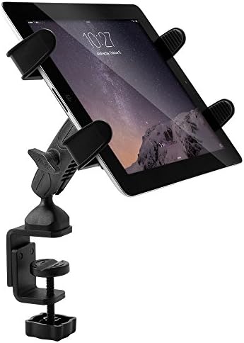 ARKON Mounts Heavy-Duty Clamp Slim-Grip Tablet Mount | Universal Tablet Fit | Solid C-Clamp | 360° Adjustable Viewing Angle | Compatible with iPad, Galaxy, Note, Tab, Pixel and more | TABRM086