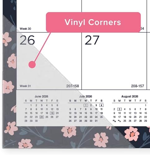 Blueline® Colorful Academic Monthly Desk Pad Calendar, 18 Months, July 2026 to December 2027, 22" x 17", Blossom Design (CA1716BD)