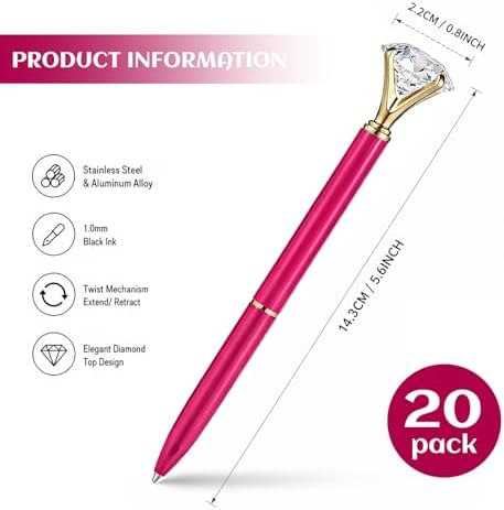 Personalized Crystal Pens 20 Packs for Wedding Party and Favor Bags
