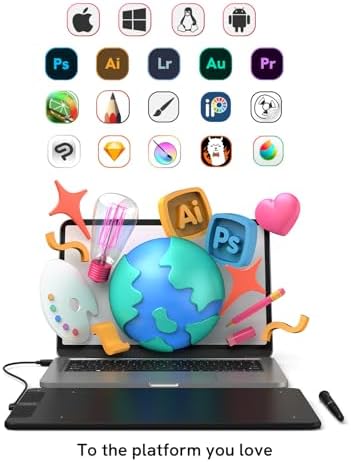 VEIKK VK1060 Pen Drawing Tablet, 10 x 6 Inch Graphics Tablet with 8 Shortcut Keys, 8192 Levels Battery Free Pen Supports Tilt Function, Work for Digital Art Drawing, Design or Online Work