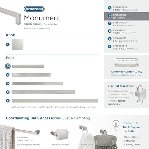 Amerock 3" Monument Satin Nickel Drawer Pull