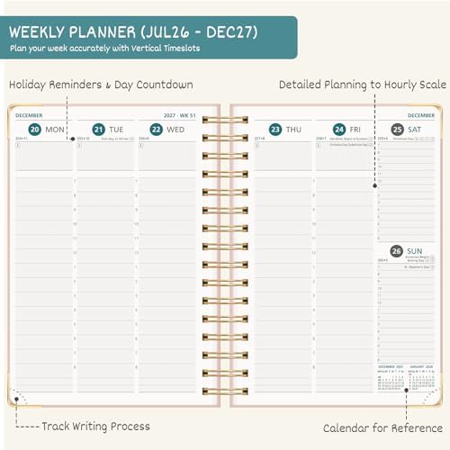 BEZEND Planner 2026-2027 Weekly and Monthly, Hourly Timeslot (A5-6"x8.5")