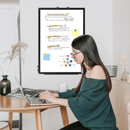 Double-Sided White Board Dry Erase Magnetic Whiteboard Wall 24x18 Black