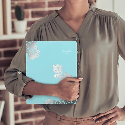 AT-A-GLANCE 2027 Appointment Book Planner, Weekly & Monthly, 13-Month Jan-Jan, 8.5" x 11", Hourly, Wild Washes, Teal (523-905-27)
