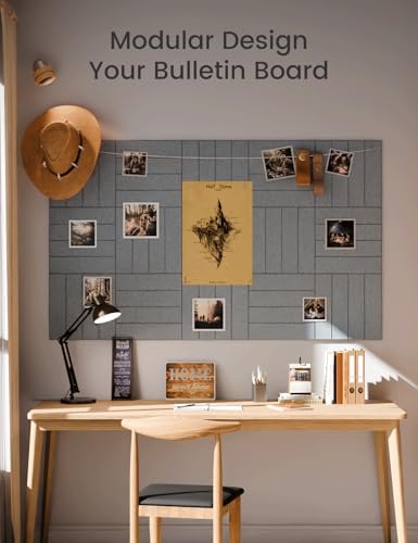 Fluxynara Felt Bulletin Board & Cork Board Alternative, Blue Gray