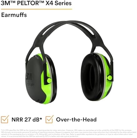 3M PELTOR Hearing Protection Earmuffs, X4 Series Noise Protection, Construction, Manufacturing, Assembly, Sanding