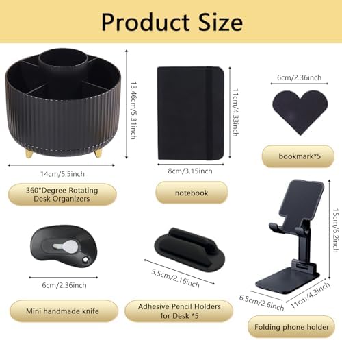 Office Supplies,Desk Accessories,Desk Organizer,Stapler,Tape Dispenser,Folding Phone Holder,Scissors,Notebook,Staple Remover,Staples,Clear Tape,Sticky Notes,Paper Clips,Bookmark,Pen,Pen pals Ect.27pcs