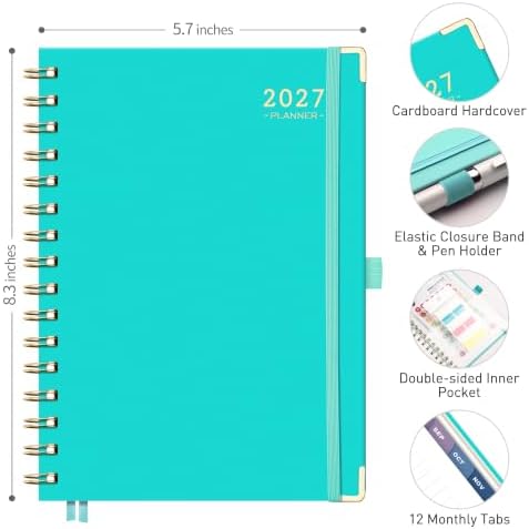 RETTACY 2027 Planner, Weekly and Monthly, A5 Size (5.7" x 8.3")