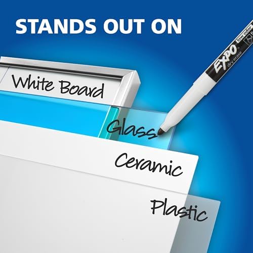 EXPO Dry Erase Markers, Low Odor Ink, Black, Fine Tip - Easily Erases, Ideal for Classroom, Home, Office, Back to School, Teacher Supplies, 36 Count (Pack of 6)