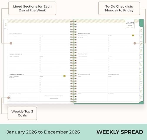 Blue Sky Day Designer 2026 Weekly & Monthly Planner, 8.5"x11", Peyton White