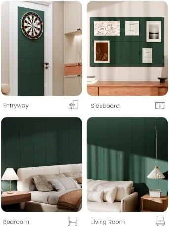 Bumusty 36"x 24" Large Felt Bulletin Board Tiles, Pine Green