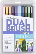 Tombow 56197 Dual Brush Pen Art Markers, Desert Flora, 10-Pack. Blendable, Brush and Fine Tip Markers