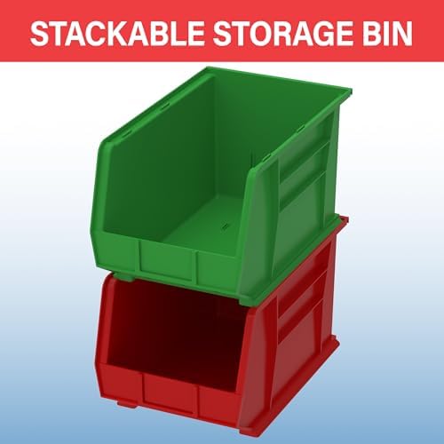 Akro-Mils 30260 AkroBins Plastic Storage Bins, 18"x11"x10", Red, 6-Pack
