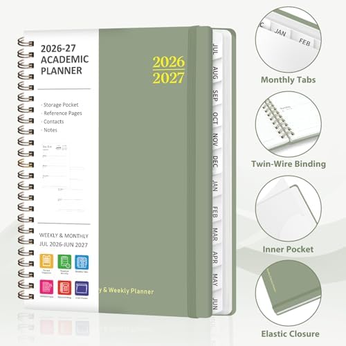 Planner 2026-2027, Weekly and Monthly Calendar Planner, JUL 2026 - JUN 2027