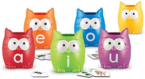 Learning Resources Vowel Owls Sorting Set - Phonics Games for Kids, Vowel Sounds, Toddlers Vocabulary Building, ABC Word Game, Reading skills Toys, Learn to Read, Gifts for Boys and Girls, multicolor