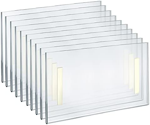 Azar Displays 122012 Self Adhesive Tape Clear Acrylic Wall Sign Holder Frame 11.5" W x 2.5" H - Landscape, 10-Pack