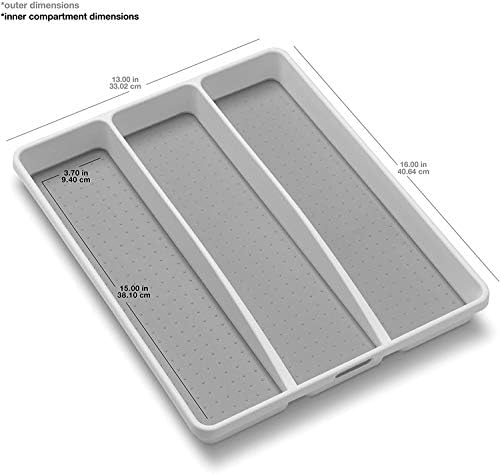 madesmart Classic 3 Compartment Utensil Tray, White