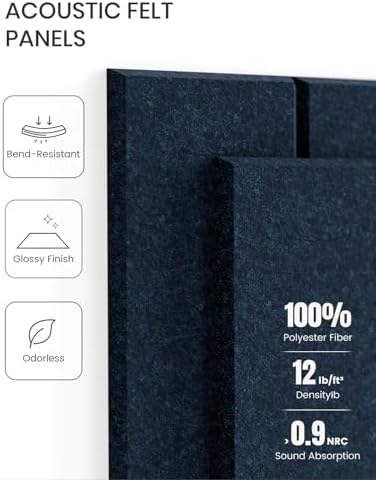Fluxynara Felt Bulletin Board & Cork Board Alternative, Carbon Blue