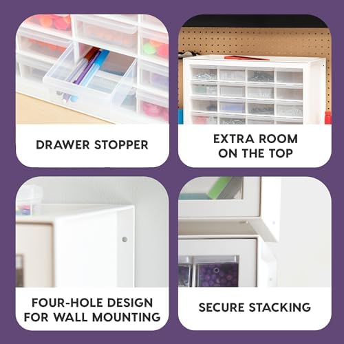 IRIS USA 24-Drawer Plastic Storage Cabinet, Teacher Toolbox, White