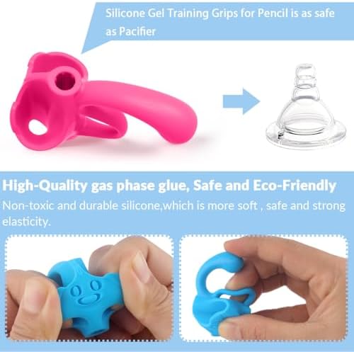 Firesara Training Grips for Kids Handwriting Top Class and Two Sizes Aid Grip Trainer Posture Correction Finger Grip for Kids, Adults, Arthritis Designed for Righties or Lefties(4Standard+2Large)