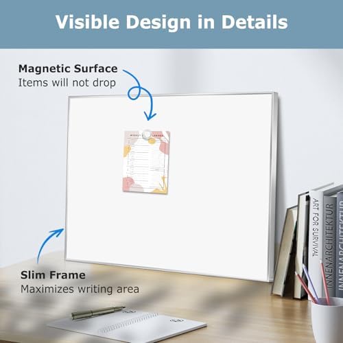 Magnetic Whiteboard, 24" x 18" Dry Erase White Board for Wall