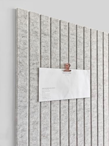 Slated Felt Bulletin Board Tiles | Cork Board Alternative for Walls | Wall Panels for Office & Home Decor | Aesthetic Pinboard & Photo Board | 12-Pack (11.8" x 11.8") with Adhesive | Barista