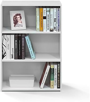 Furinno Wright 3-Tier Book Shelf, Modern Bookshelf, Soft White