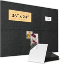 Fabric Bulletin Board 36"x24", 6-Pack Felt Wall Tiles, Black