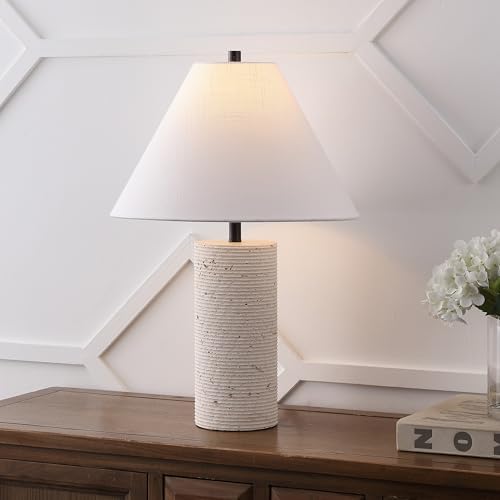 JONATHAN Y Kelsey 22.5" Modern Travertine Column Table Lamp, Beige