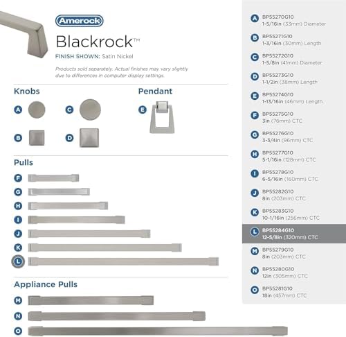 Amerock 12-5/8" Blackrock Satin Nickel Drawer Pull