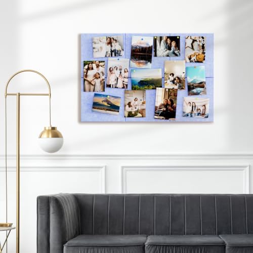 MaxGear Felt Bulletin Board 36" x 24", Light Blue Felt Wall Tiles Push Pins
