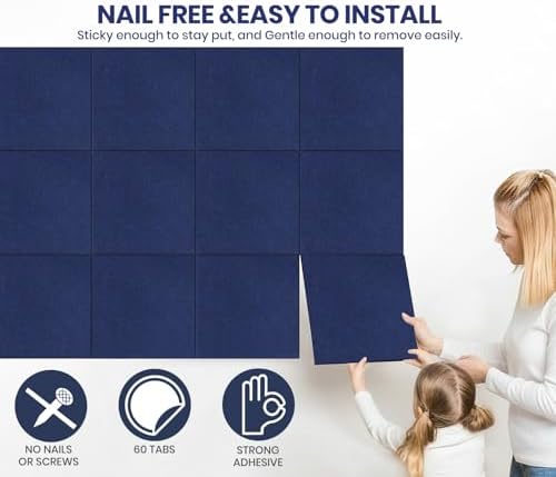 36" x 24" Felt Bulletin Board & Cork Board Alternative, Denim Blue