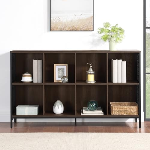 OSP Home Furnishings Ace Contemporary Modern Storage Bookcase with Shelves, 2- Shelves, 8 Cubes, Ozark Ash Finish