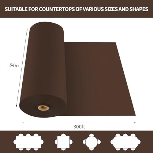 CXPSINC 54 Inch X 300 Feet Plastic Table Cover Roll Disposable Tablecloth with Slide Cutter for All Type/Shape Tables | Party, Banquet, Birthdays, Weddings(Brown, 300 Feet)