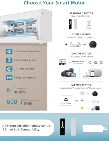 SmartWings Motorized Smart Roller Shades, 100% Blackout Bouvar Light Brown