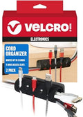 VELCRO Brand Cord Organizer, 5 Cable Slots, Wire Management, Black, 2 Pk