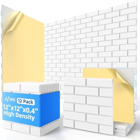 12 Pack Acoustic Panels with Self Adhesive Sound Proof Foam Panels for Wall