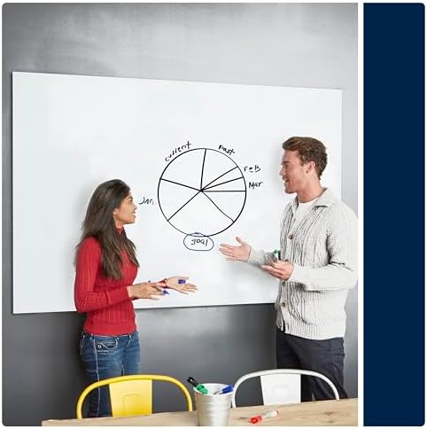 Quartet Magnetic Glass Dry Erase White Board, 6' x 4' Anti-Glare Whiteboard for Wall, InvisaMount Frameless, White (Q017147F02IMW)