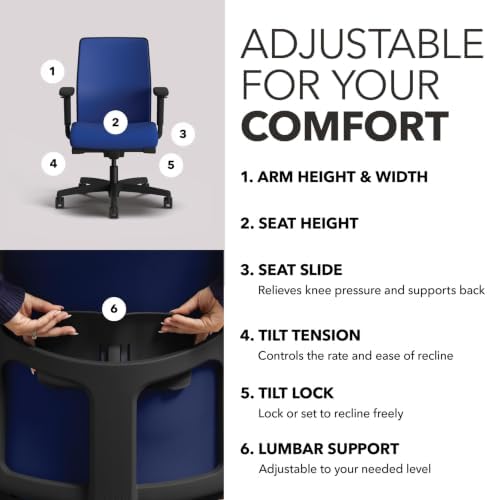 HON Ignition 2.0 Low Back Ergonomic Office Chair, Desk Chair, Cobalt