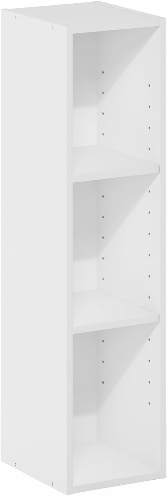 Furinno Fulda Book Shelf, 3-Tier Narrow Bookshelf, Bookcase with 8-in Width Storage Shelf, 9.3 x 7.9 x 31.5, for Living Room, Bedroom, Home Office, White