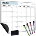 Large Magnetic Calendar for Refrigerator, Dry Erase Whiteboard Magnet | 17x12" Stain-Resistant Surface, Strong Full-Back Magnet, Monday-Start Monthly Planner for Meals & Chores, 4 Markers & Eraser