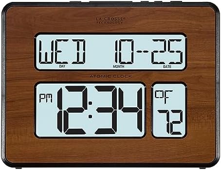 La Crosse Technology 513-1419BL-WA-INT Atomic Large Full Digital Calendar Clock