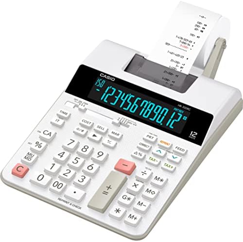 Casio HR-300RC Printing Calculator with Backlit LCD Display,White,Mini-Desktop & HR-170RC Plus, Min-Desktop Printing Calculator (New Version of The HR-100TM)