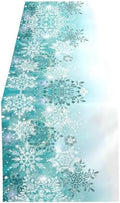 ALAZA Double-Sided Silver Winter Teal Turquoise Snowflakes Christmas Table Runner 18x72 Inches Long,Table Cloth Runner for Wedding Birthday Party Kitchen Dining Home Everyday Decor