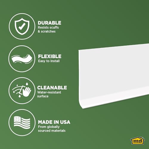 MD Building Vinyl Wall Base, Snow White, 4in x 48in