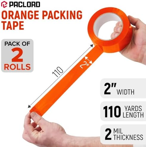 2" x 110 Yards Orange Packing Tape, 2 Rolls