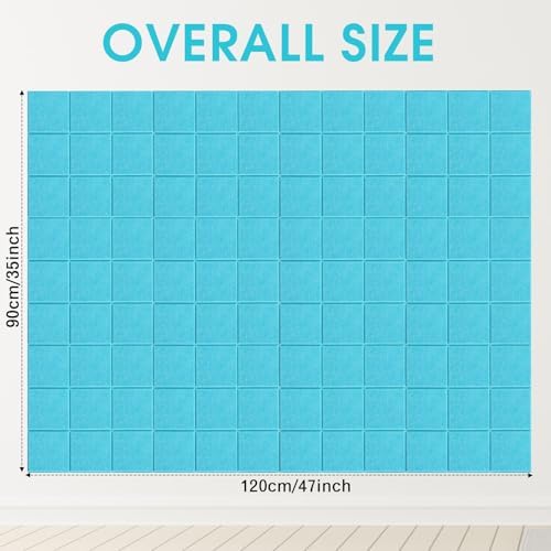 Honoson 12 Pack Felt Bulletin Board Tiles with Safe Adhesive, Blue