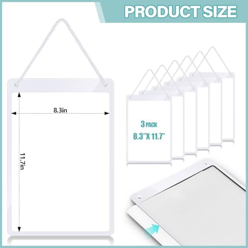 Thyle 3 Pcs Business Retail Hanging Sign Holder 8.3 x 11.7 Inch Plastic Advertising Signage Sign Holder Craftsman's Stall Clear Poster for Store Supermarket Exhibition Mall Restaurant Display